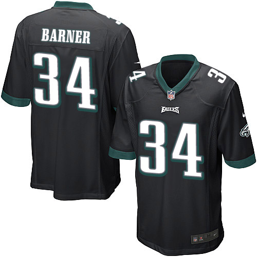 Men's Game Kenjon Barner Nike Jersey Black Alternate - #34 NFL Philadelphia Eagles